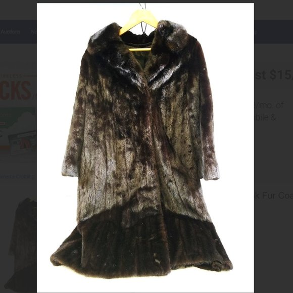 100% Genuine Mink Fur Coat, dark brown full length - Picture 1 of 4